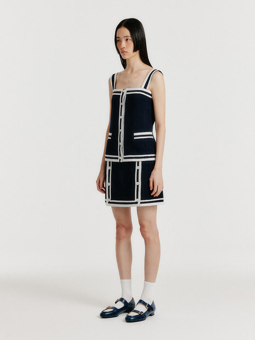 Eenk Yinta Contrast Sleeveless Top - Navy