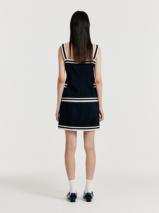 Eenk Yinta Contrast Sleeveless Top - Navy