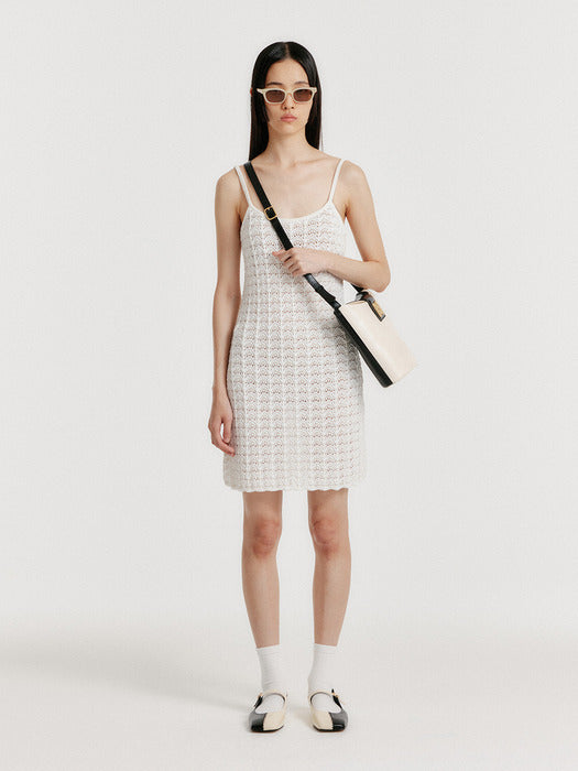 Eenk Yutoni Lace Textured Knit Dress - White