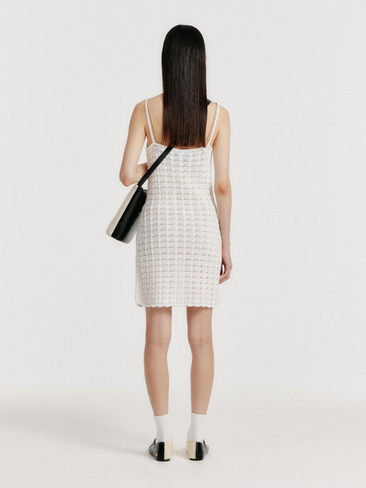 Eenk Yutoni Lace Textured Knit Dress - White