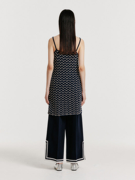 [EENK] Yutoni Lace Textured Knit Dress - Navy/Cream