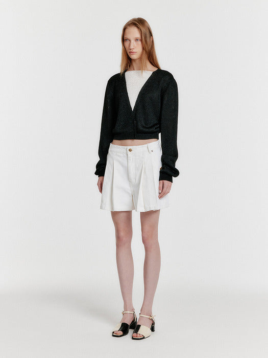 Eenk Yola V-Neck Paneled Knit Cardigan - Black/White