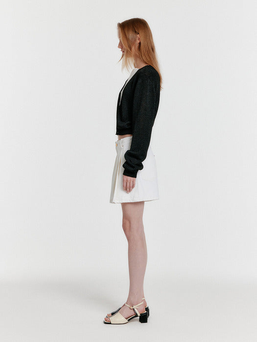 Eenk Yola V-Neck Paneled Knit Cardigan - Black/White