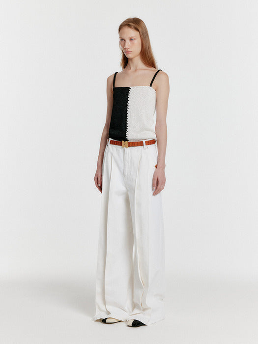 Eenk Yon Stitched Color Block Knit Top - Black/White