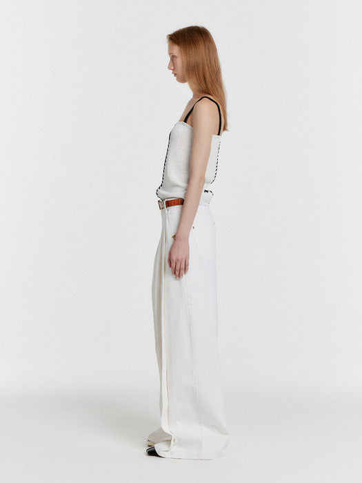 Eenk Yon Stitched Color Block Knit Top - Black/White