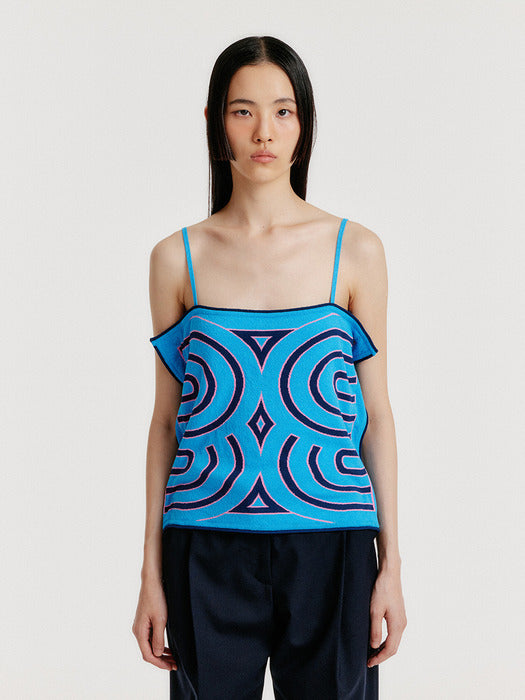 Eenk Yoon Sleeveless Logo Knit Top - Blue