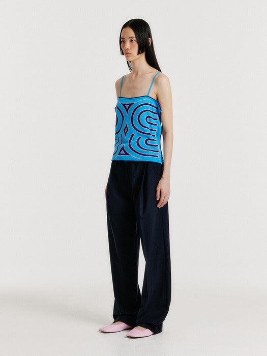 Eenk Yoon Sleeveless Logo Knit Top - Blue