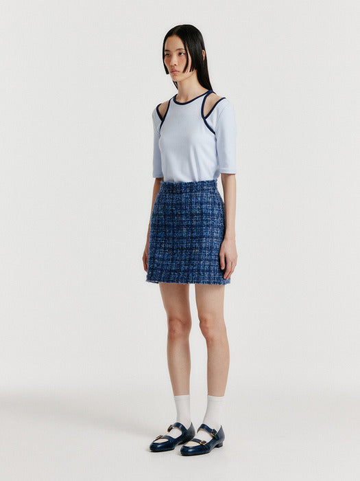 Eenk Yero Tweed Mini Skirt - Blue