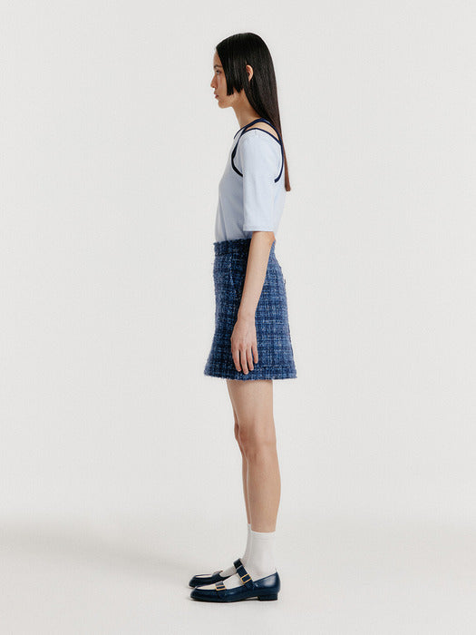 Eenk Yero Tweed Mini Skirt - Blue