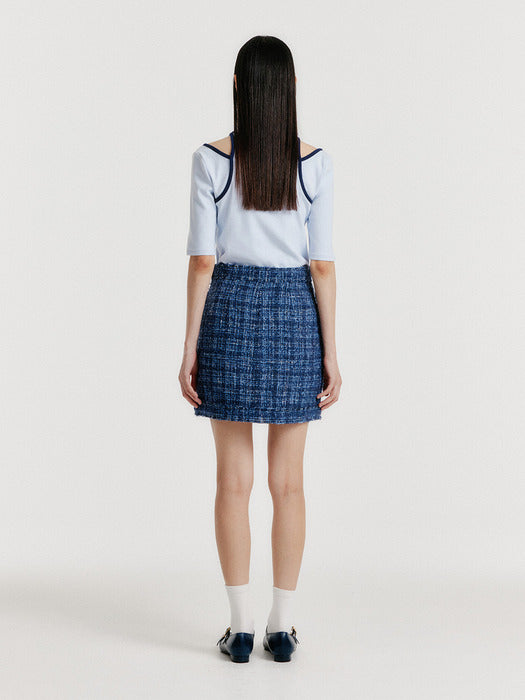 Eenk Yero Tweed Mini Skirt - Blue