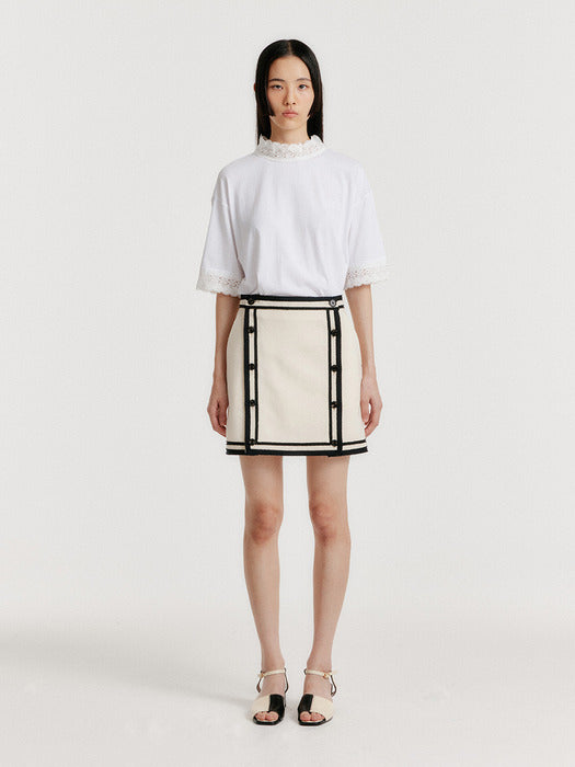 Eenk Yinti Contrast Mini Skirt - Ivory