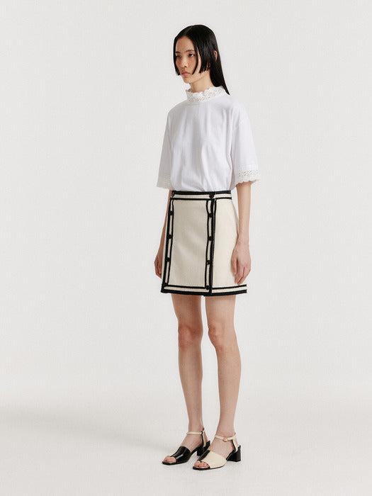 Eenk Yinti Contrast Mini Skirt - Ivory