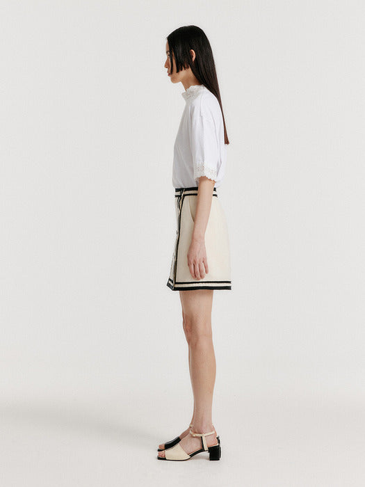 Eenk Yinti Contrast Mini Skirt - Ivory