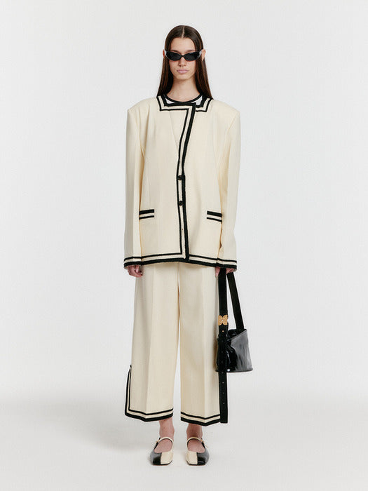 Eenk Yintan Contrast Wide Pants - Ivory