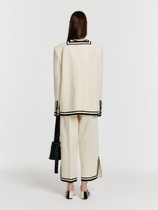 Eenk Yintan Contrast Wide Pants - Ivory