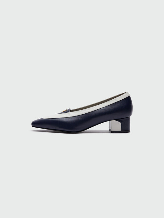 [EENK] Yinzel Pointed Toe Color Block Pumps Heels - Navy