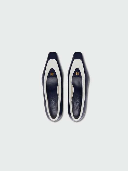 [EENK] Yinzel Pointed Toe Color Block Pumps Heels - Navy