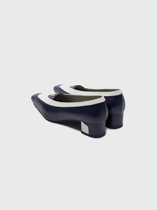 [EENK] Yinzel Pointed Toe Color Block Pumps Heels - Navy