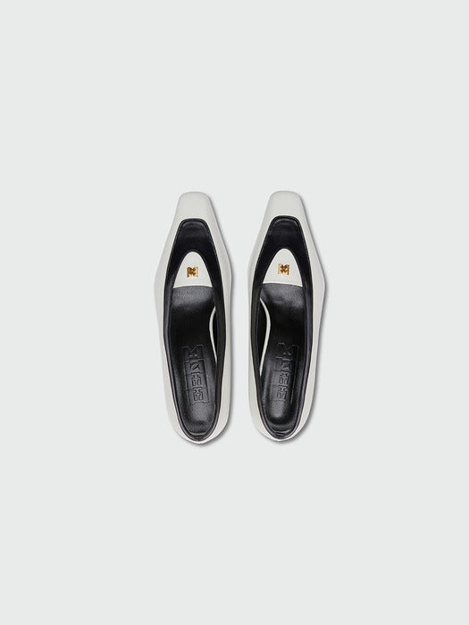 Eenk Yinzel Pointed Toe Color Block Pumps Heels - Ivory