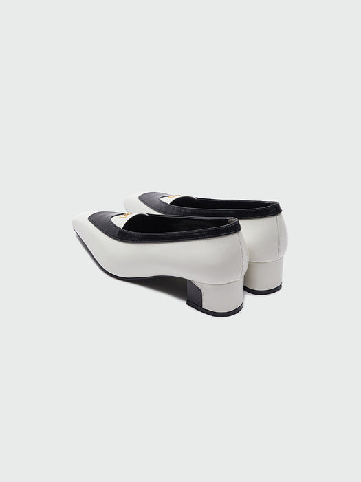 Eenk Yinzel Pointed Toe Color Block Pumps Heels - Ivory