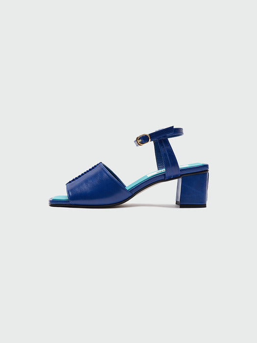 Eenk Yinsley Open Toe Stitched Panel Heels - Blue