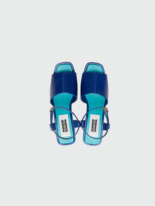 Eenk Yinsley Open Toe Stitched Panel Heels - Blue