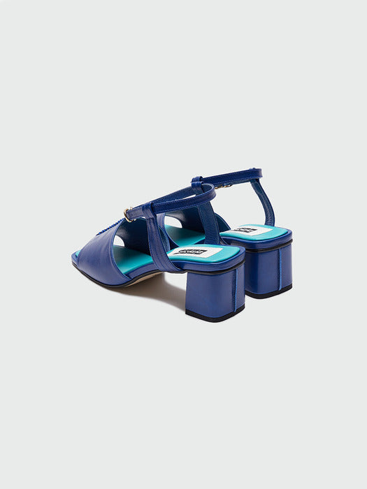 Eenk Yinsley Open Toe Stitched Panel Heels - Blue
