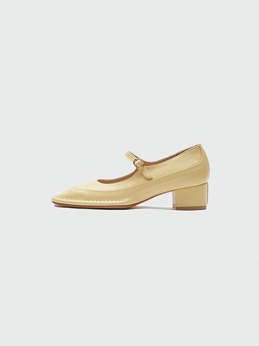 Eenk Yata Square Toe Mary Jane Heels - Yellow