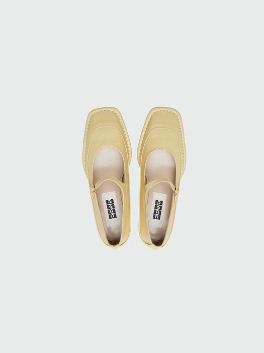 Eenk Yata Square Toe Mary Jane Heels - Yellow