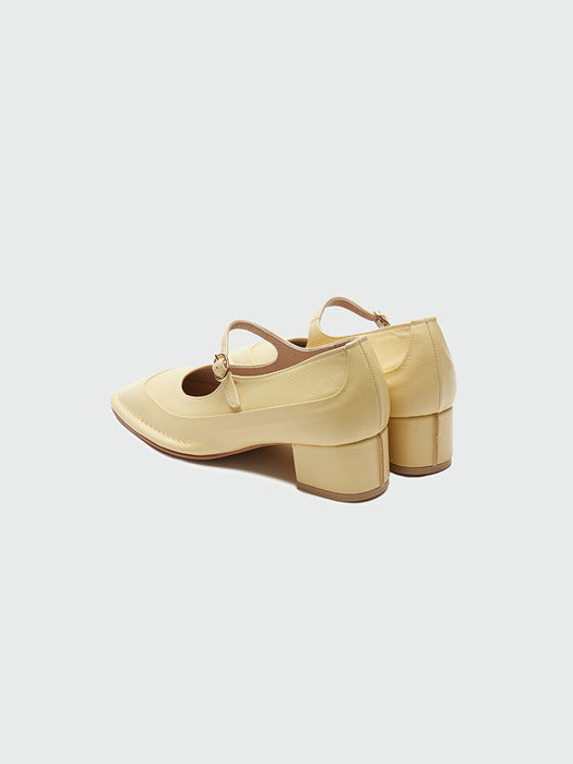 Eenk Yata Square Toe Mary Jane Heels - Yellow