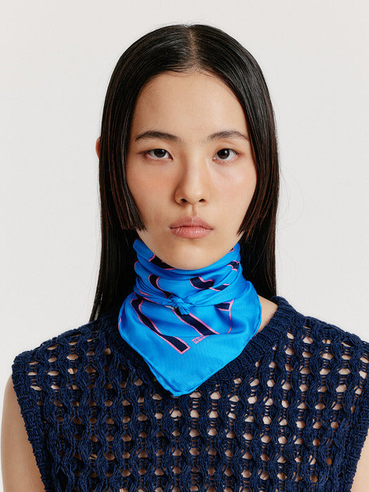 Eenk Yueyue Small Logo Scarf - Blue