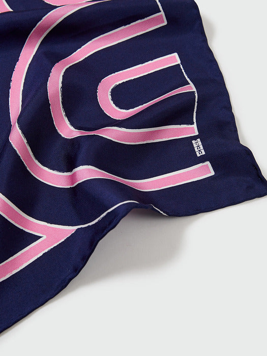 [EENK] Yueyue Small Logo Scarf - Navy
