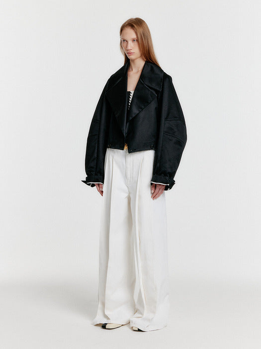 Eenk Yurina Pleated Denim Pants - White