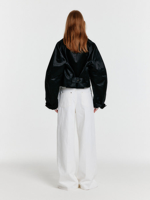 Eenk Yurina Pleated Denim Pants - White