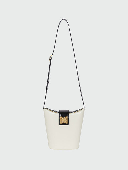 Eenk Hobart Folded Top Bucket Bag - Black/Ivory