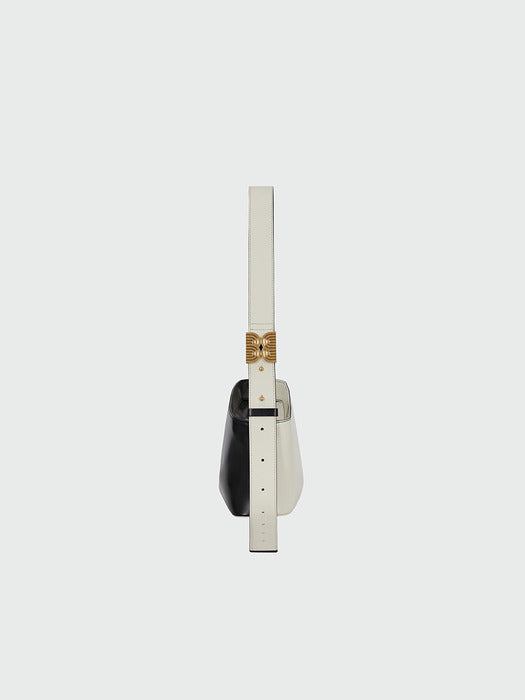 Eenk Halos Small Trapezoid Shoulder Bag - Black/Ivory