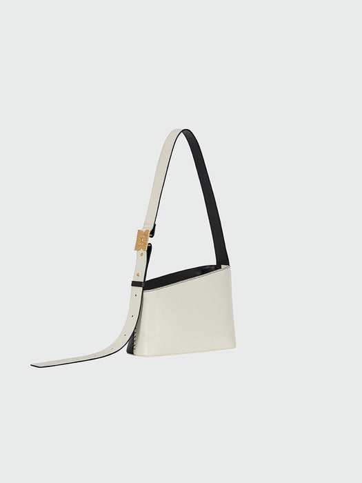 Eenk Halos Small Trapezoid Shoulder Bag - Black/Ivory