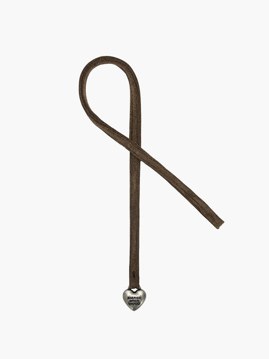 HEART CHARM_choco brown suede