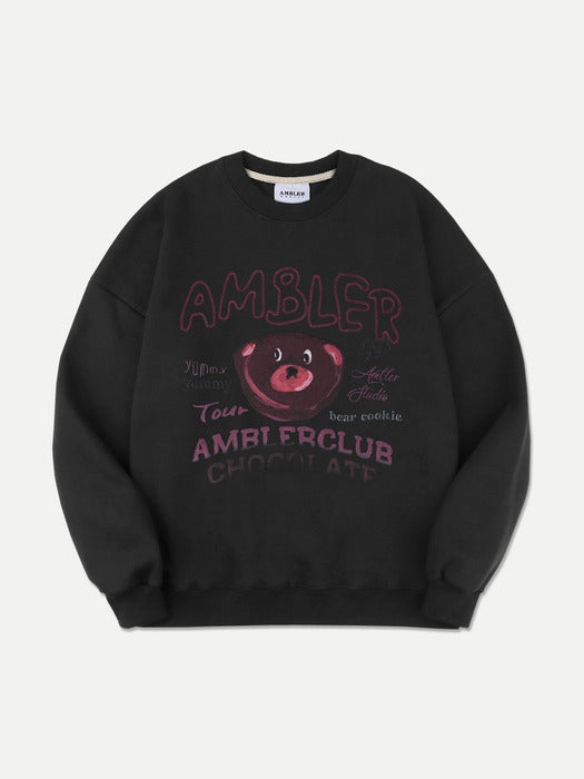 [ambler] Sweet Cookie Over fit Sweatshirt AMM1201 (Black)
