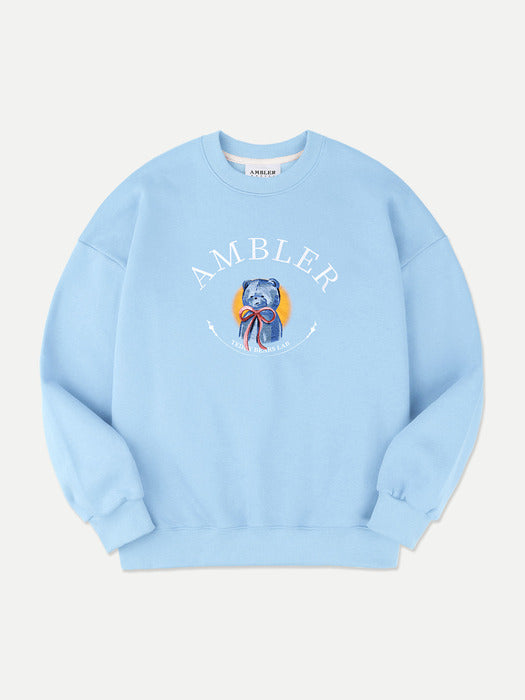 [ambler] Blue bear yearbook Over fit Sweatshirt AMM1206 (Blue)