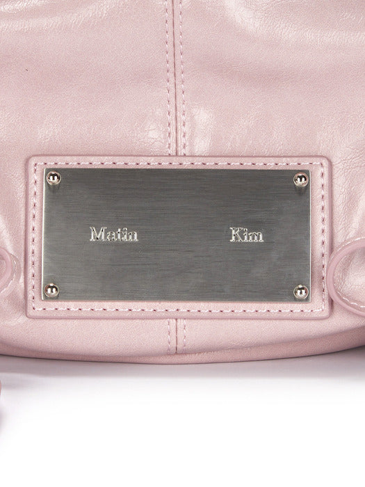 HALF SHIRRING RIBBON ROUND BAG IN PINK