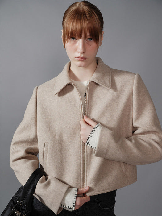 Raive Trucker Jacket in Beige