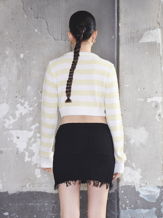Kijun Striped Knit Cardigan Yellow Off-White