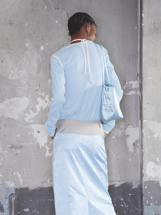 Kijun Henry-Neck Wrinkle Top Sky Blue