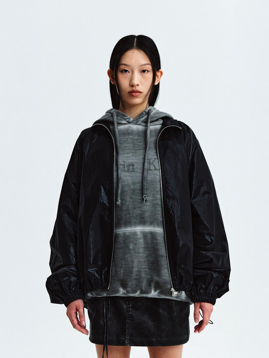 MATIN KIM LOGO COATING JUMPER IN BLACK