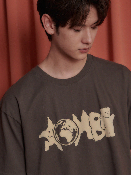 [ambler] Shooting bear Over fit T-Shirts AS1103 (Dark-Gray)