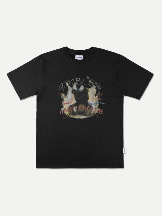 [ambler] Bear in flames Over fit T-Shirts AS1104 (Black)