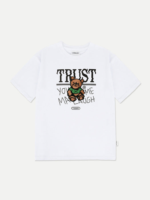 [ambler] Trust bear Over fit T-Shirts AS1105 (White)