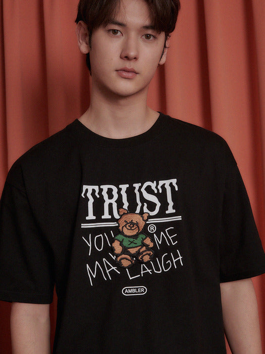 [ambler] Trust bear Over fit T-Shirts AS1105 (Black)