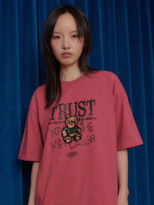 [ambler] Trust bear Over fit T-Shirts AS1105 (Pink)
